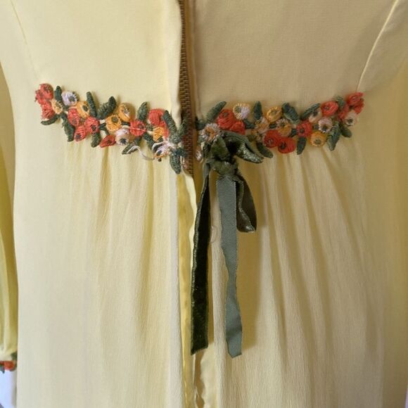 Vintage Lemon Yellow 60s/ 70s Maxi Chiffon Gown - Picture 6 of 16